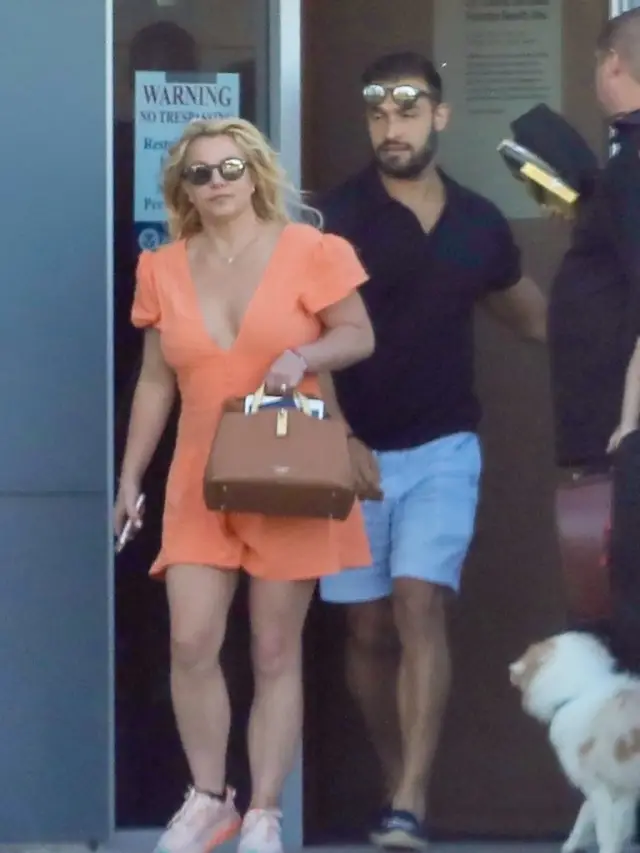 Britney Spears Pregnant | Hides stomach with bag