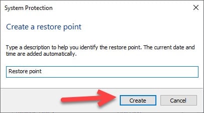 restore and then click Create